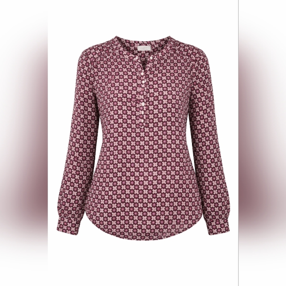 Womens Large Ann Taylor Loft Blouse Petalwork Poet Blouse floral top long sleeve